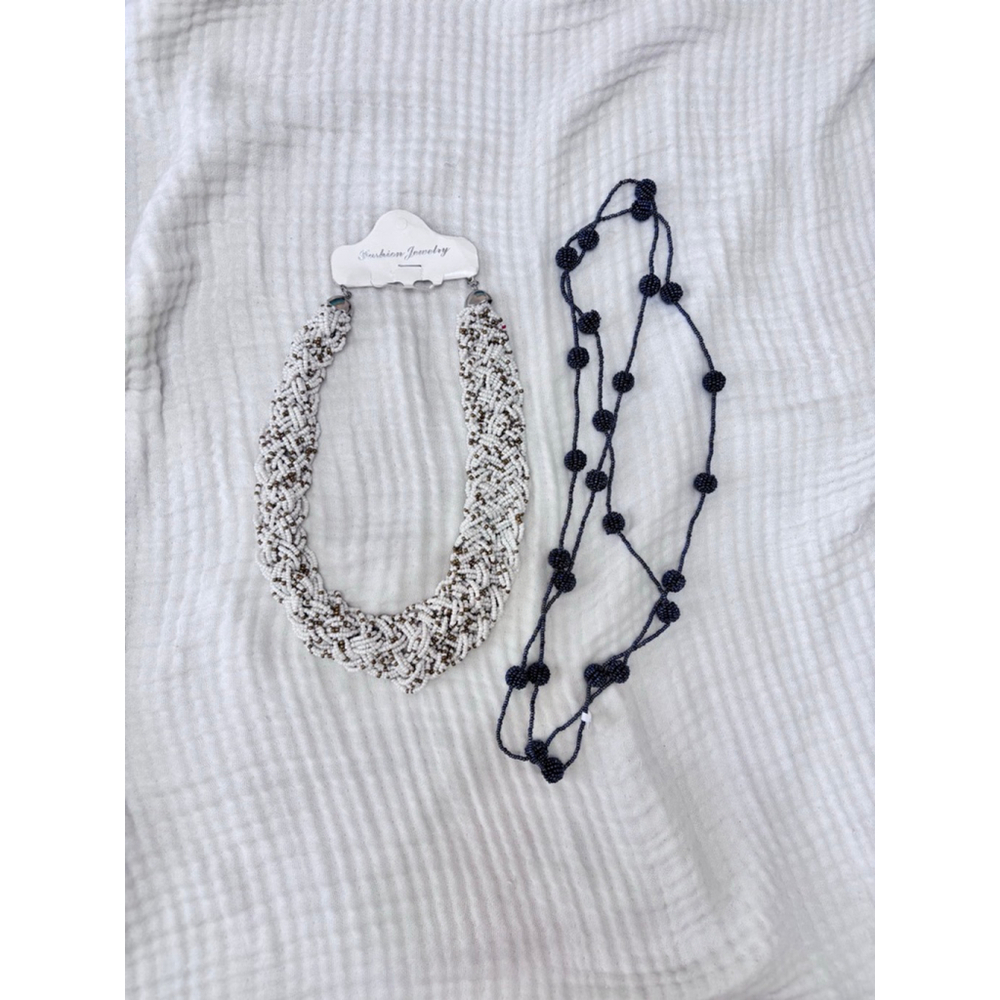 Women's Unbranded Necklaces One Size White Gold Blue Gray Beaded Set
